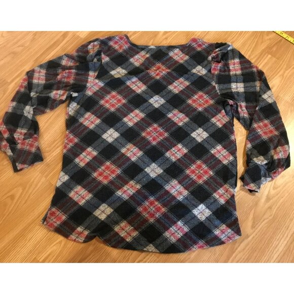 24/7 Maurices Plaid Twist Front Top Womens XL Red Black - Picture 6 of 11